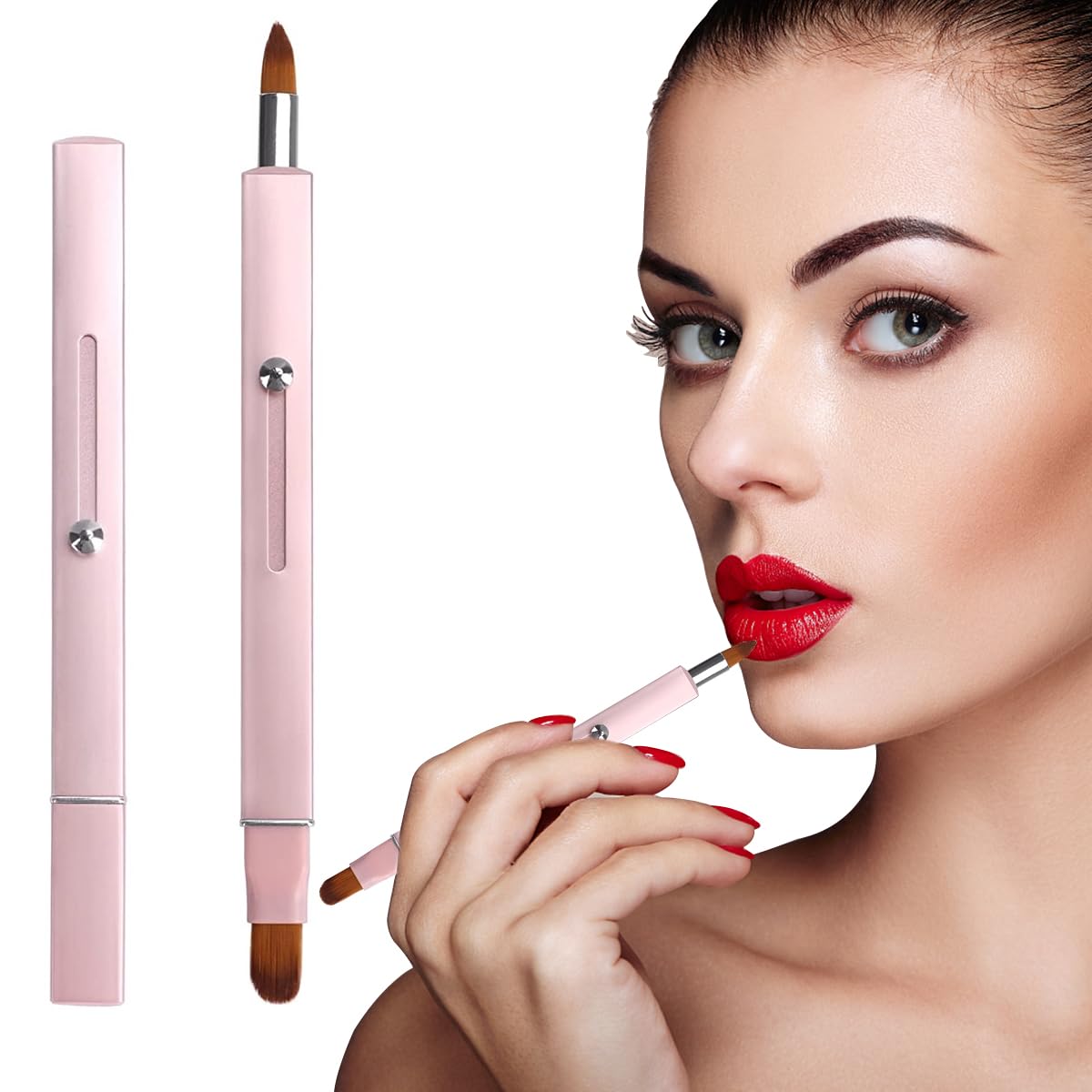 MAYCREATE Retractable Travel Lipstick Brush 2 in 1 Double-ended Lipstick Brush Lip Liner Brush Dustproof Design Versatile Makeup Brush for Lipstick, Lip Balm, Lip Gloss, Concealer MAYCREATE Retractable Travel Lipstick Brush 2 in 1 Double-ended Lipstick Brush Lip Liner Brush Dustproof Design Versatile Makeup Brush for Lipstick, Lip Balm, Lip Gloss, Concealer